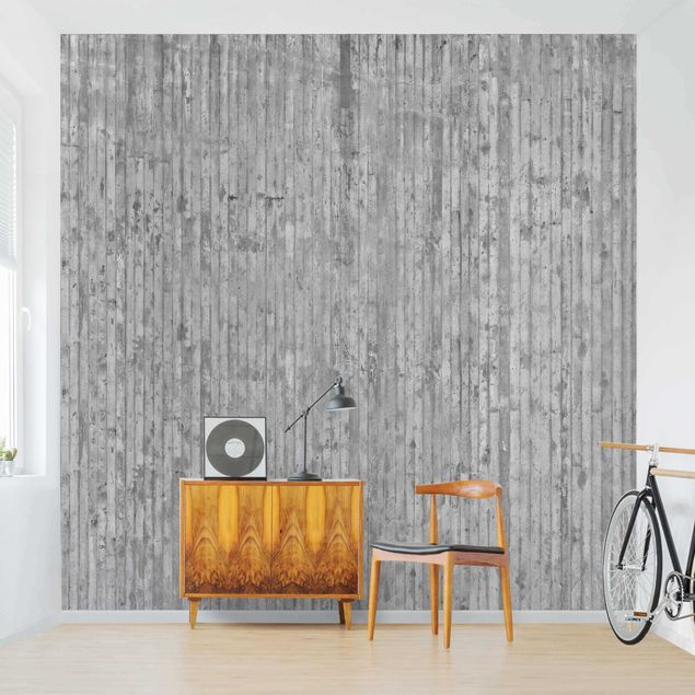 Vertical striped wallpaper Concrete Look Wallpaper With Stripes