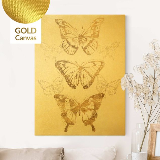 Butterfly canvas wall art Butterfly Composition In Gold II