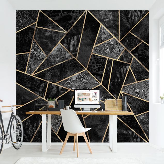 Geometric shapes wallpaper Grey Triangles Gold
