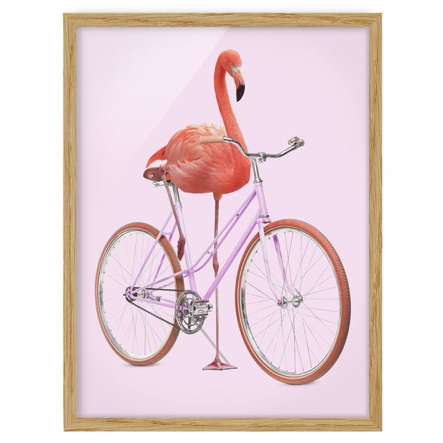Prints modern Flamingo With Bicycle