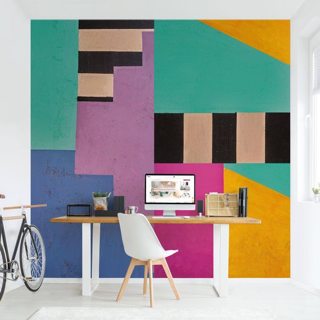 Wallpapers modern Big Bold Color Block Concrete