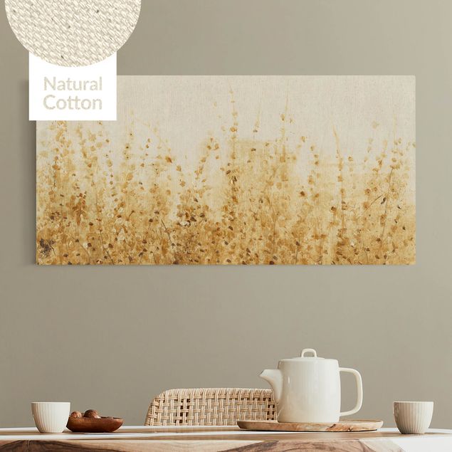 Canvas prints grasses Field With Leaves In Summer