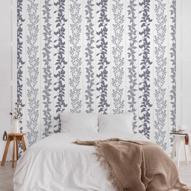 Gray wallpaper Leaf Silhouettes With Stripes