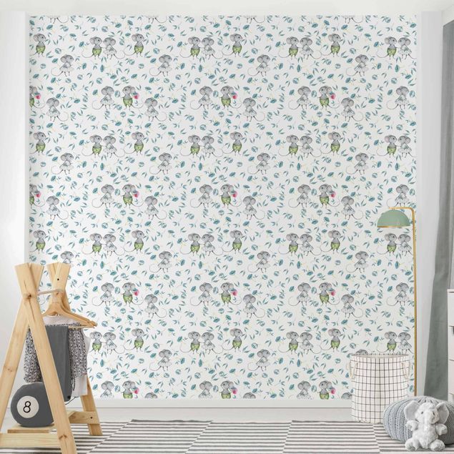 Modern wallpaper designs Blue Flowers With Mice