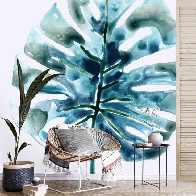 Floral wallpaper Blue Tropical Jewel