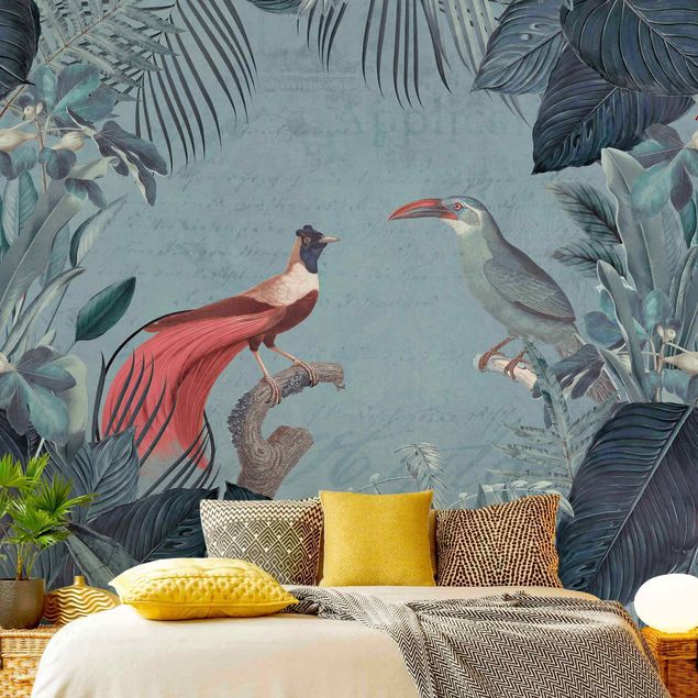 Wallpapers animals Blue Gray Paradise With Tropical Birds