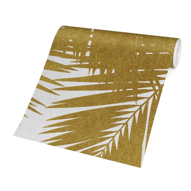 Adhesive wallpaper View Through Golden Palm Leaves