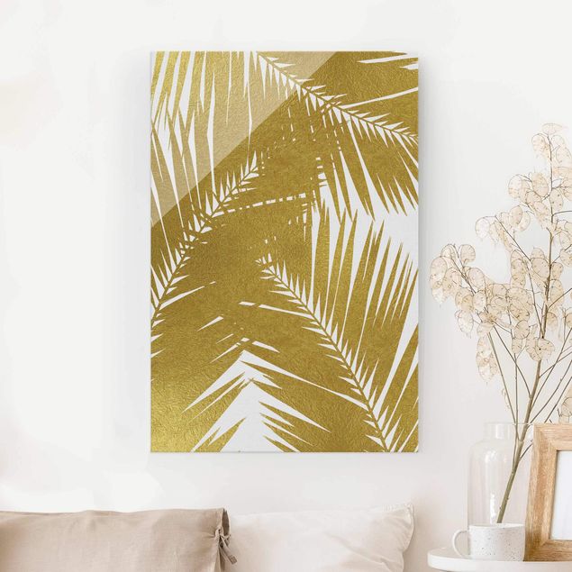 Kitchen View Through Golden Palm Leaves