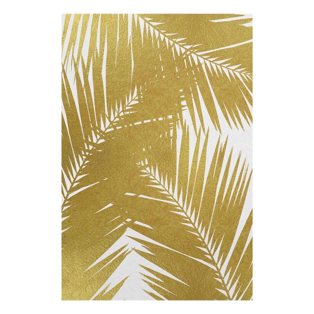 Flower print View Through Golden Palm Leaves