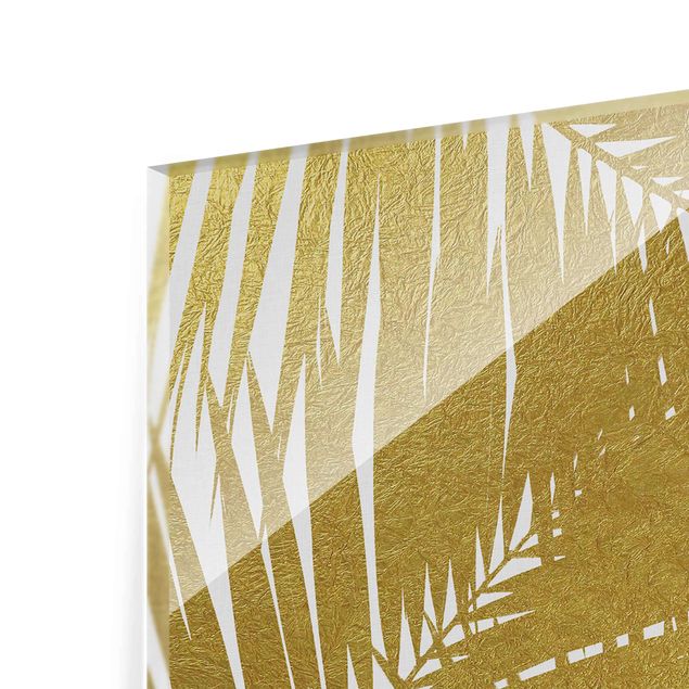 Glas Magnettafel View Through Golden Palm Leaves