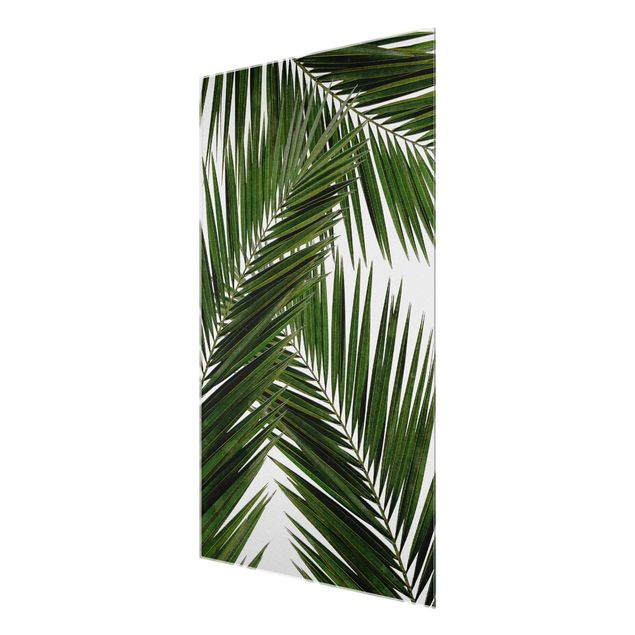 Green canvas wall art View Through Green Palm Leaves