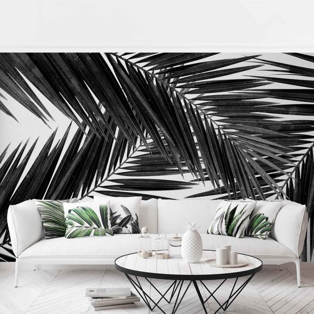 Wallpapers flower View Over Palm Leaves Black And White
