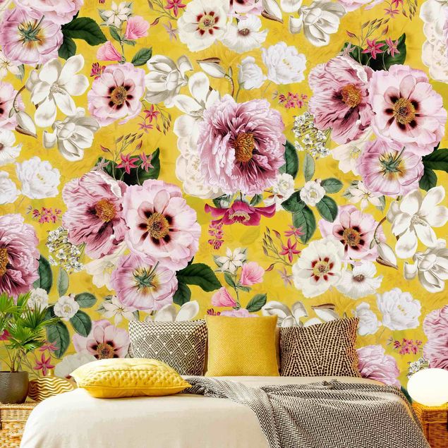 Modern wallpaper designs Blossoms On Yellow