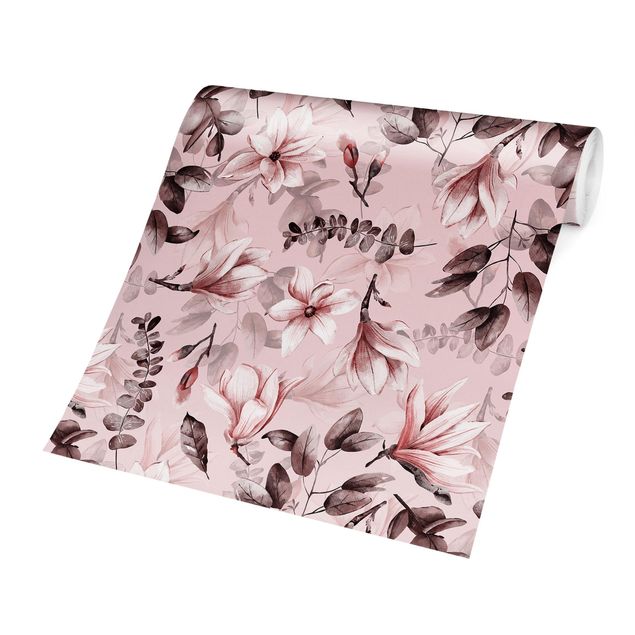Wallpapers patterns Blossoms With Gray Leaves In Front Of Pink