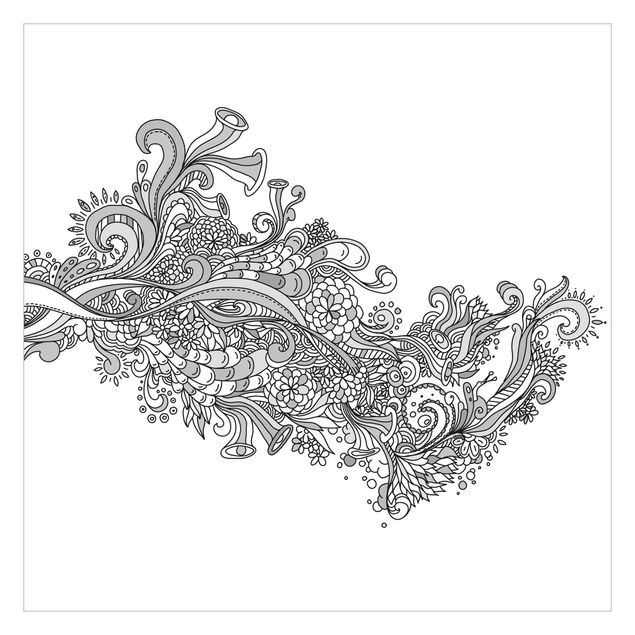 Self adhesive wallpapers Floral Wave Black And White