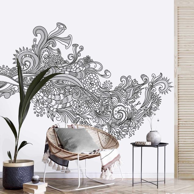 Wallpapers paisley Floral Wave Black And White