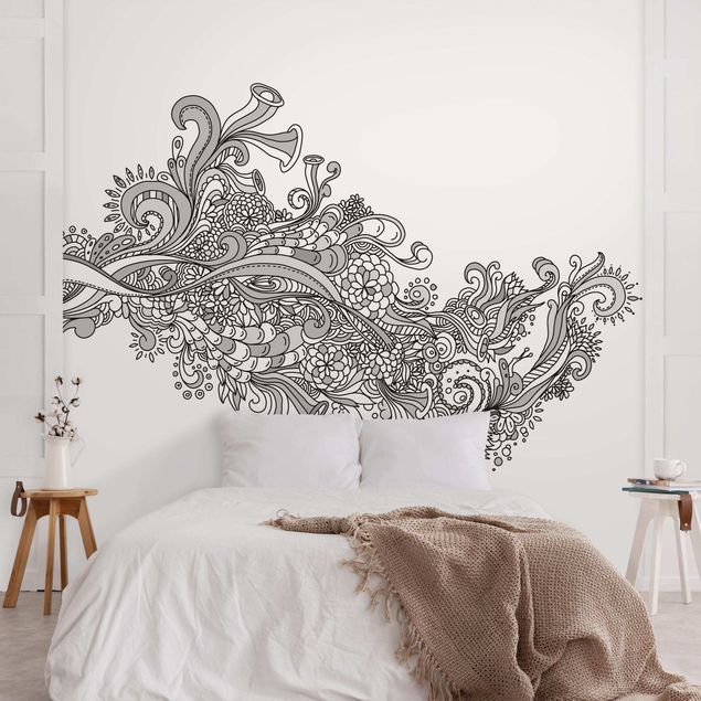 Wallpapers modern Floral Wave Black And White