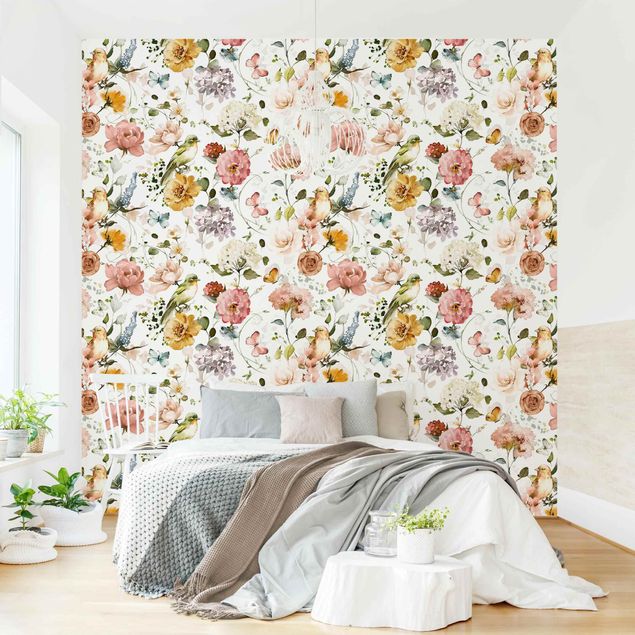 Wallpapers birds Flowers and Birds Watercolour Pattern