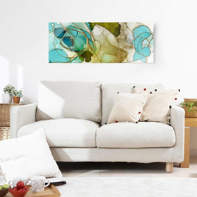 Abstract canvas wall art Flower Facets In Watercolour