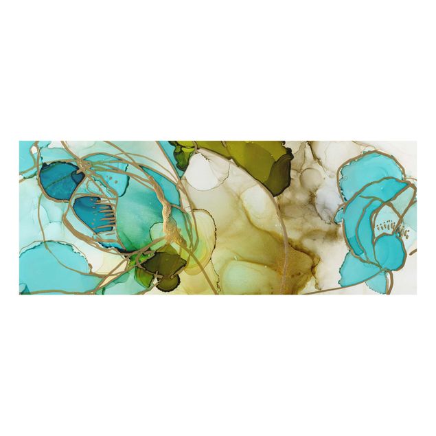Turquoise canvas wall art Flower Facets In Watercolour