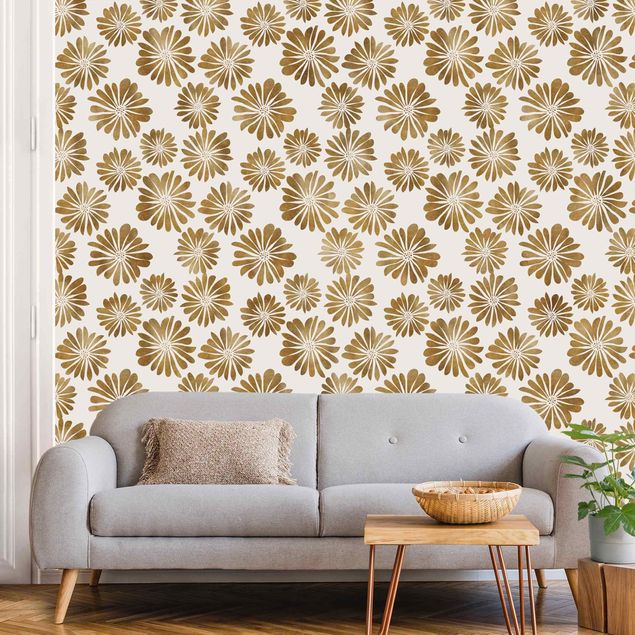Floral wallpaper Flower Pattern Hawaii In Gold