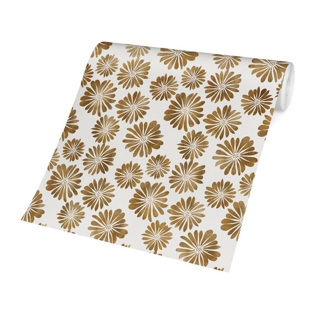 Peel and stick wallpaper Flower Pattern Hawaii In Gold
