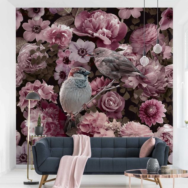 Kitchen Floral Paradise Sparrow In Antique Pink