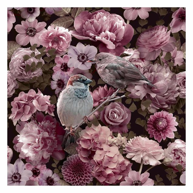 Modern wallpaper designs Floral Paradise Sparrow In Antique Pink