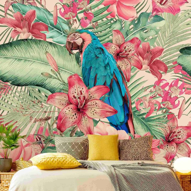 Kitchen Floral Paradise Tropical Parrot