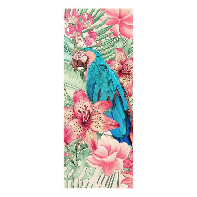 Prints multicoloured Floral Paradise Tropical Parrot
