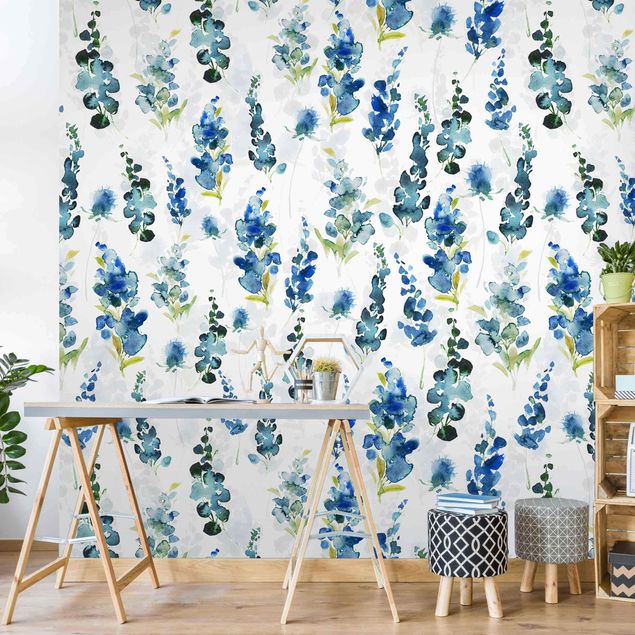 Floral wallpaper Magnificent Flowers In Blue