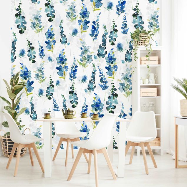 Contemporary wallpaper Magnificent Flowers In Blue