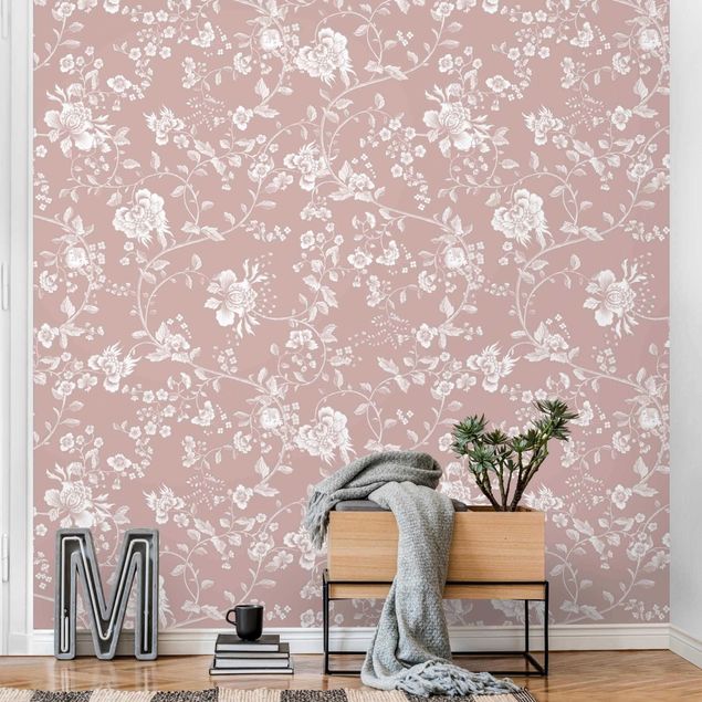 Vintage aesthetic wallpaper Flower Tendrils On Beige