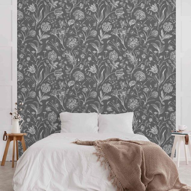 Contemporary wallpaper Flower Dance On Gray
