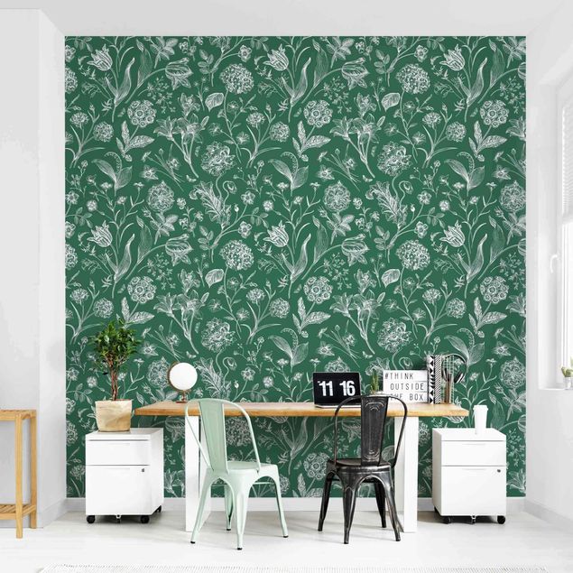 Modern wallpaper designs Flower Dance On Green