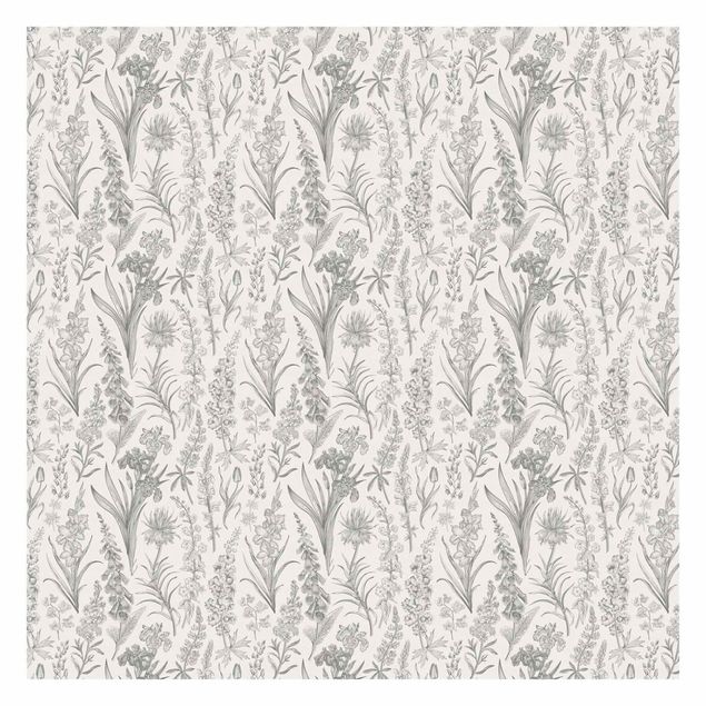 Adhesive wallpaper Flower Waves In Gray