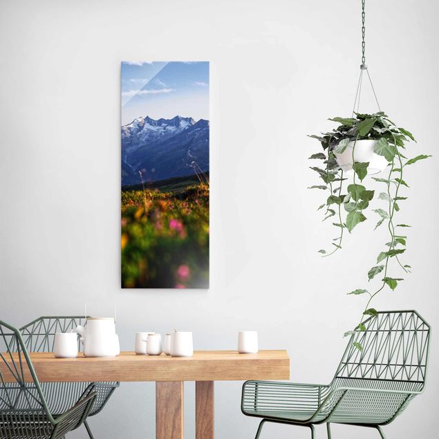 Glass prints mountain Flowering Meadow In The Mountains