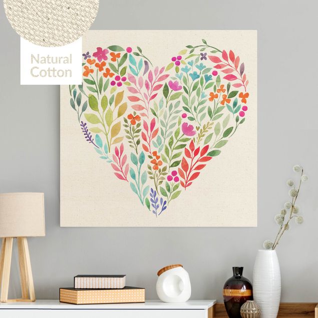 Kids room decor Flowery Watercolour Heart-Shaped