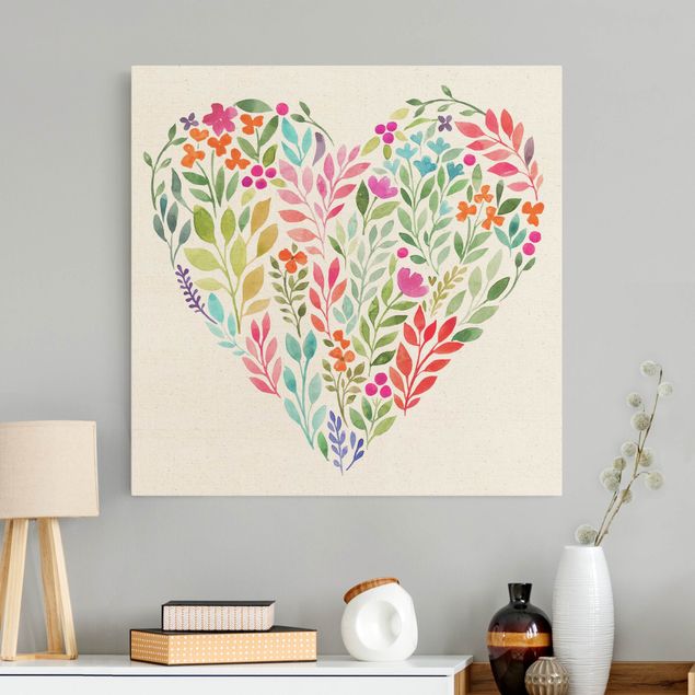 Contemporary art prints Flowery Watercolour Heart-Shaped