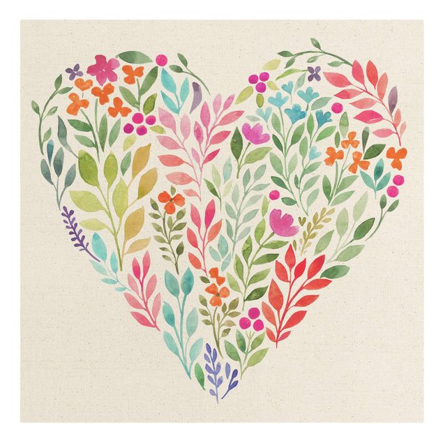 Prints Flowery Watercolour Heart-Shaped