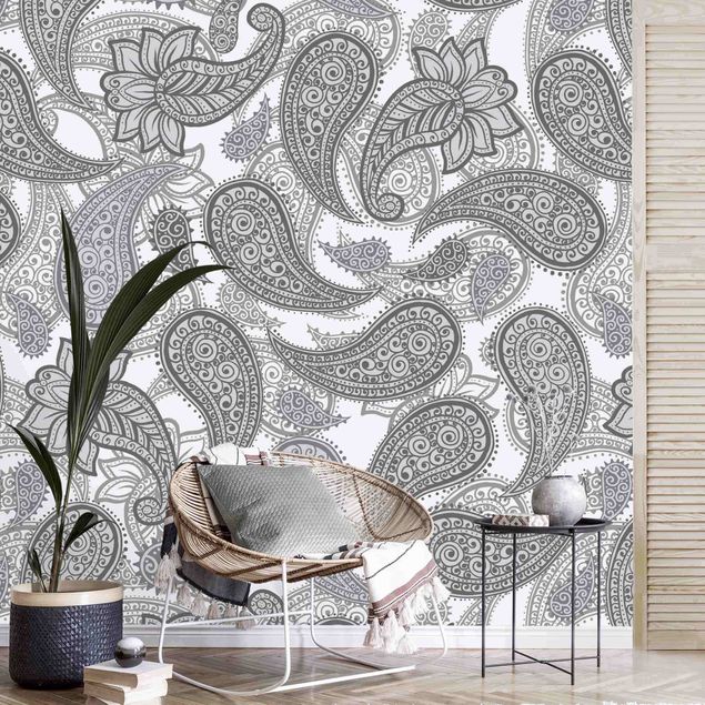Wallpapers paisley Boho Mandala Pattern In Grey