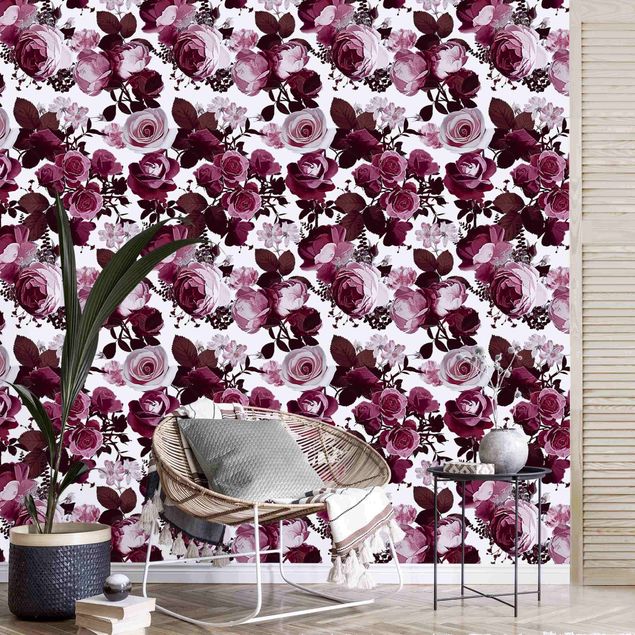 Wallpapers flower Bordeaux Roses With Brown Leaves