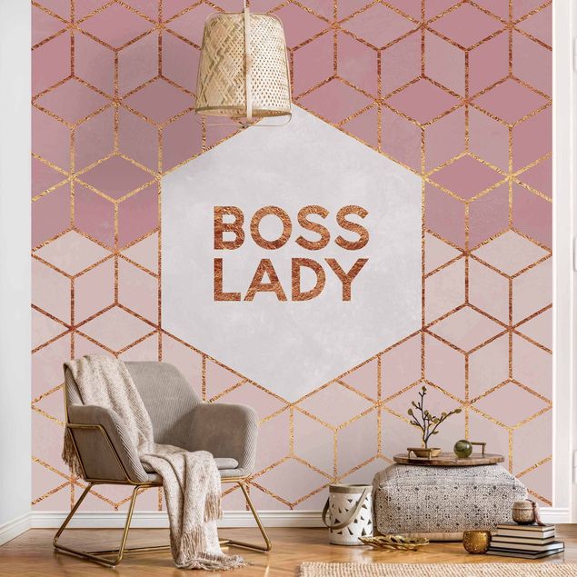Geometric shapes wallpaper Boss Lady Hexagons Pink