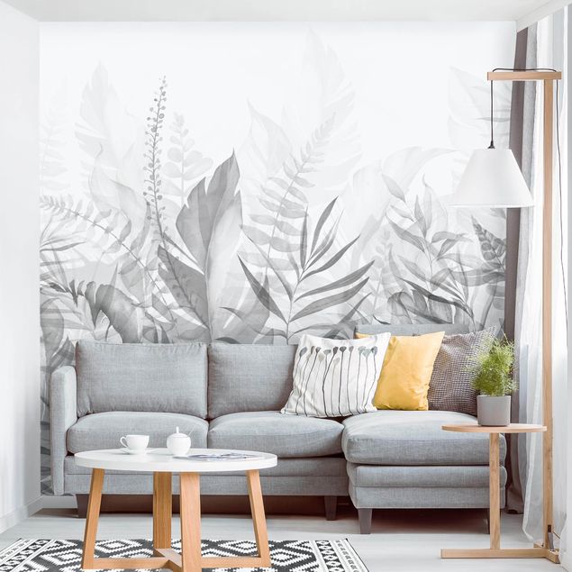 Wallpapers modern Botany - Tropical Leaves Grey