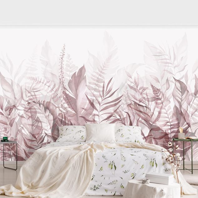Contemporary wallpaper Botany - Tropical Leaves Pink