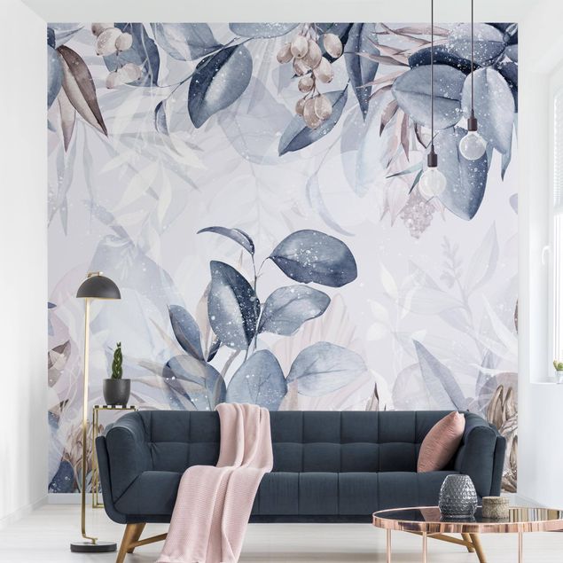 Wallpapers modern Botany In Pastel Blue & Beige