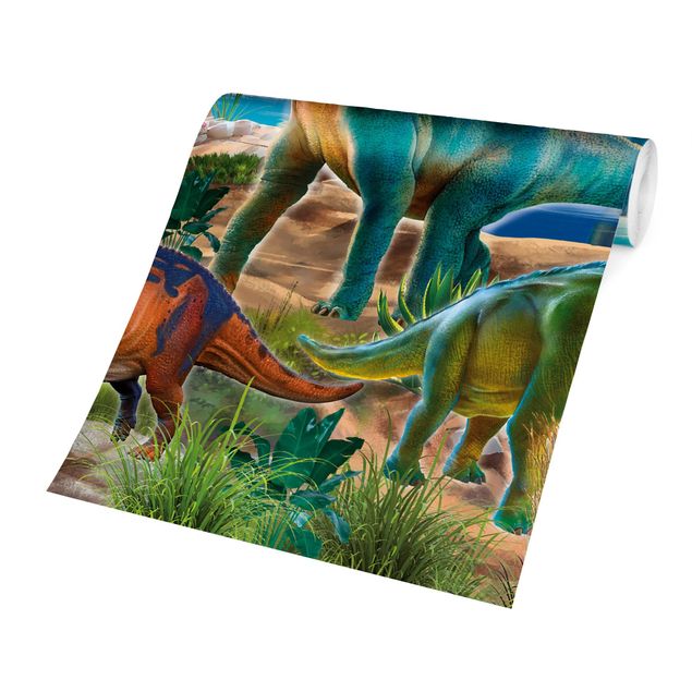 Adhesive wallpaper Brachiosaurus And Tricaterops
