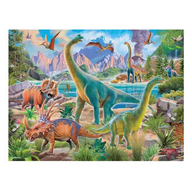 Animal canvas Brachiosaurus And Tricaterops