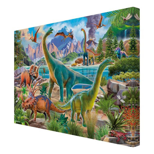Prints multicoloured Brachiosaurus And Tricaterops