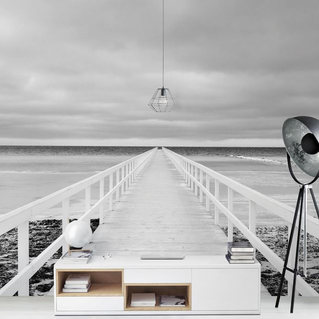 Modern wallpaper designs Bridge In Sweden Black And White